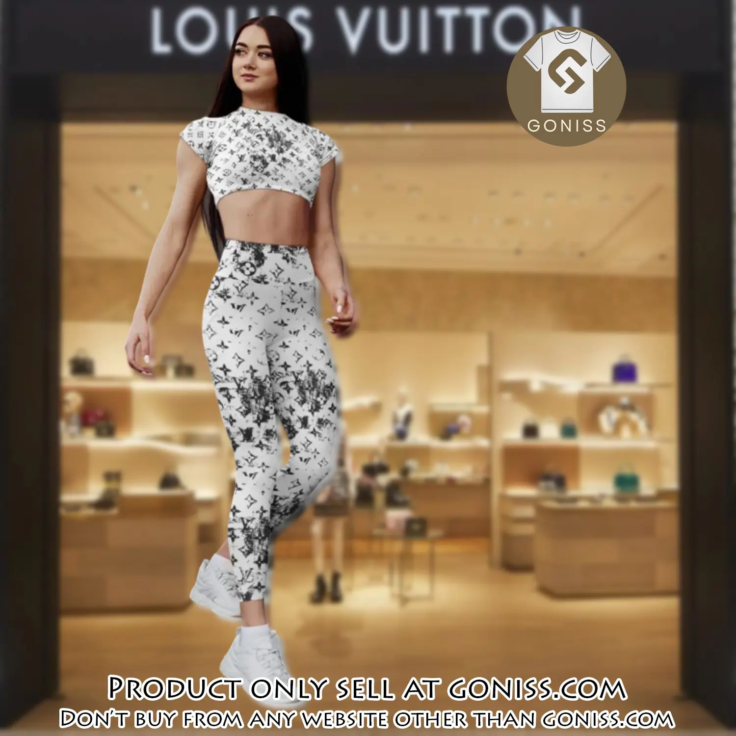 White louis vuitton luxury sportwear combo luxury brand crop top tshirt and legging for women ctl1045 gn0820119